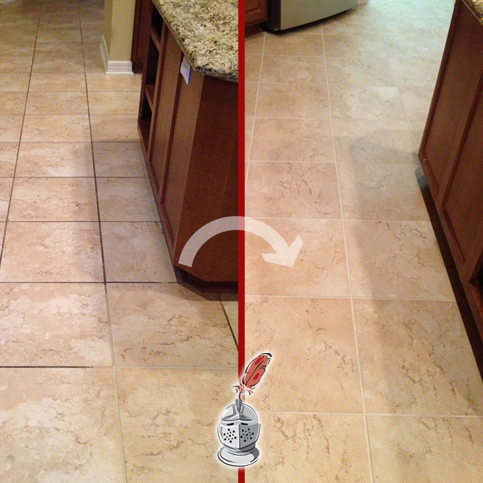 This kitchen was brought back to new thanks to our grout cleaning process