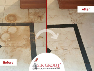 A Stone Cleaning Job in Longmont Removed Deep Rust Stains From This Pitted Marble